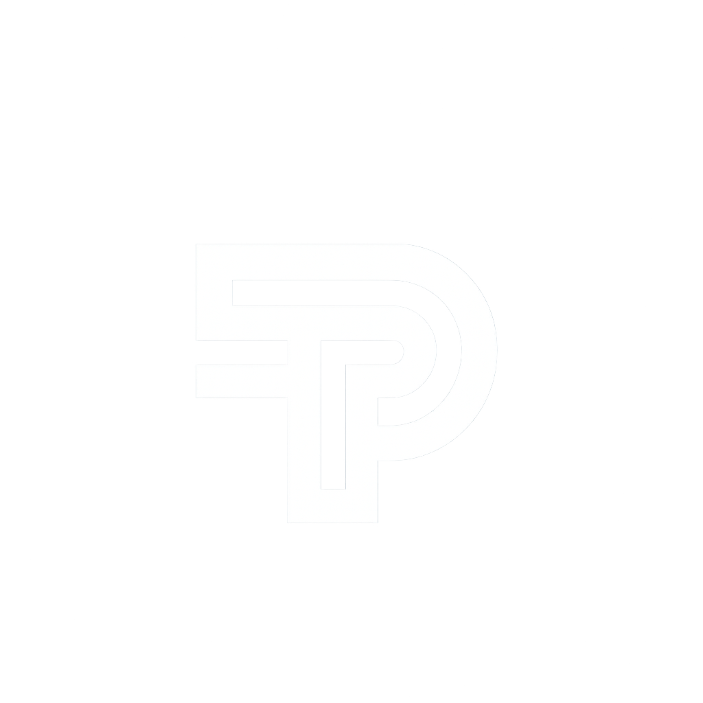 modern minimalist technology company logo with letter P, clean geometric design, professional blue and cyan colors